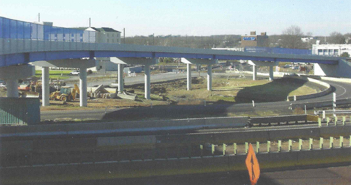 Picture of the flyover ramp for southbound traffic heading to the Pennsylvania Turnpike